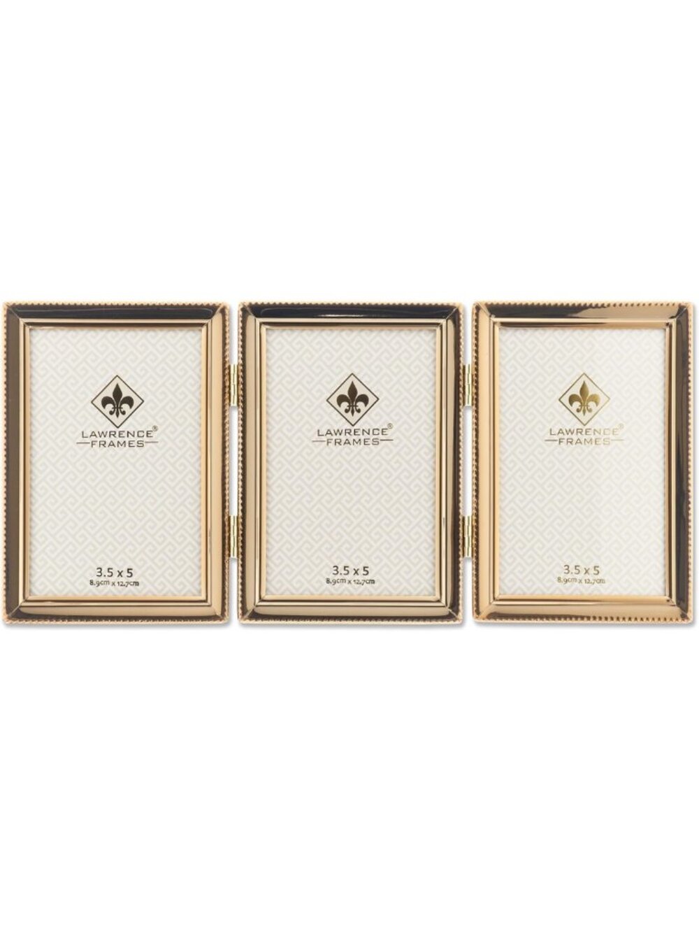 Elegant Gold Bead Border 3.5x5 Triple Picture Frame - Stylish Home Decor Accent